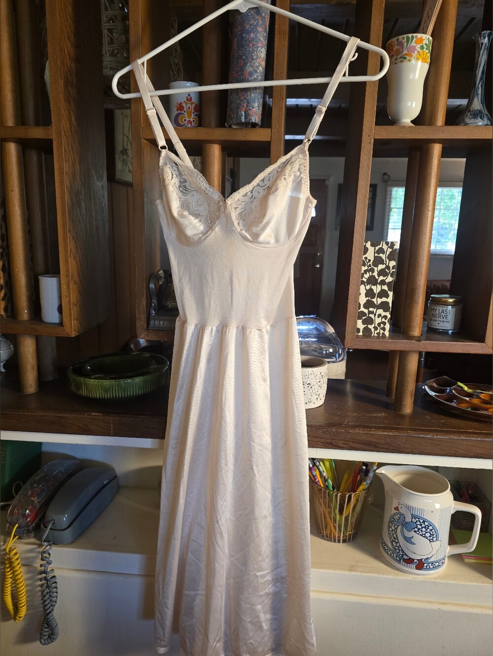 Vintage Olga Women's Lace-Trim Slip Dress 34B